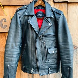Men’s black leather jacket